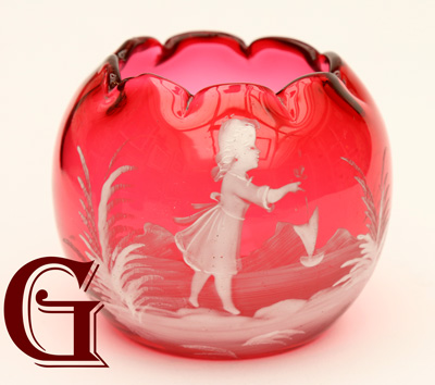 cranberry glass Mary Gregory posy vase